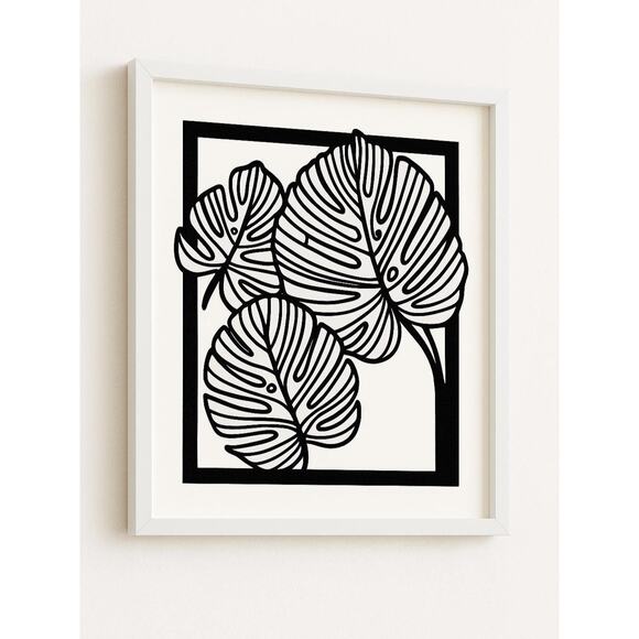 Modern 3D Printed Leaf Line Art Minimalist 8x10 Wall Decor Living Room Office - Picture 3 of 3